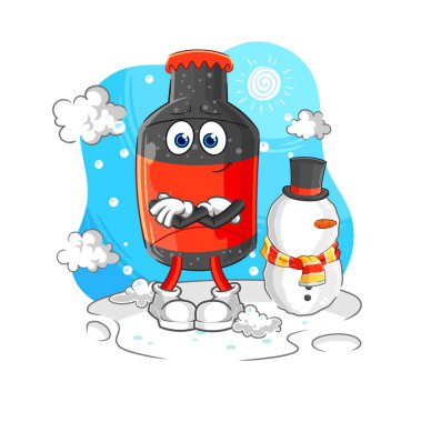 Soğuk kış karakterindeki kola. karikatür maskotu vektosu