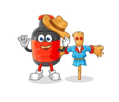 Korkuluk çizgi film karakteri vektosu olan kola.