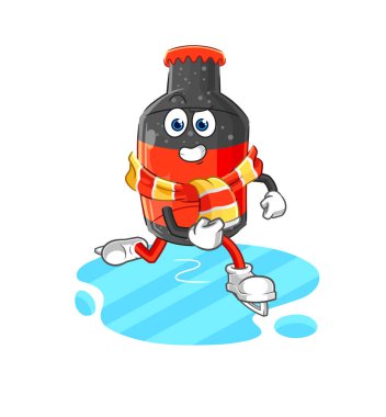 Kola buz kayağı çizgi filmi. karakter maskotu vekto