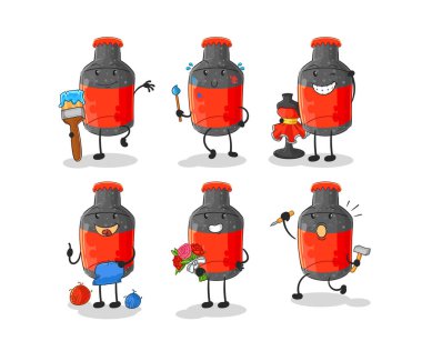 Kola sanatçısı grup karakteri. karikatür maskotu vektosu