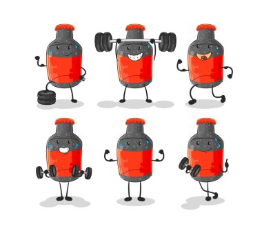 Kola egzersiz seti karakteri. karikatür maskotu vektosu