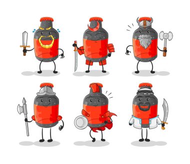 Kola savaşçısı grup karakteri. karikatür maskotu vektosu