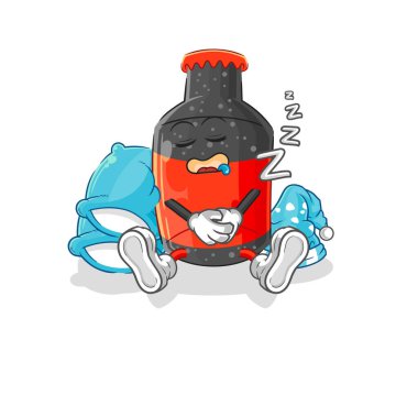 Kola uyuyan karakter. karikatür maskotu vektosu