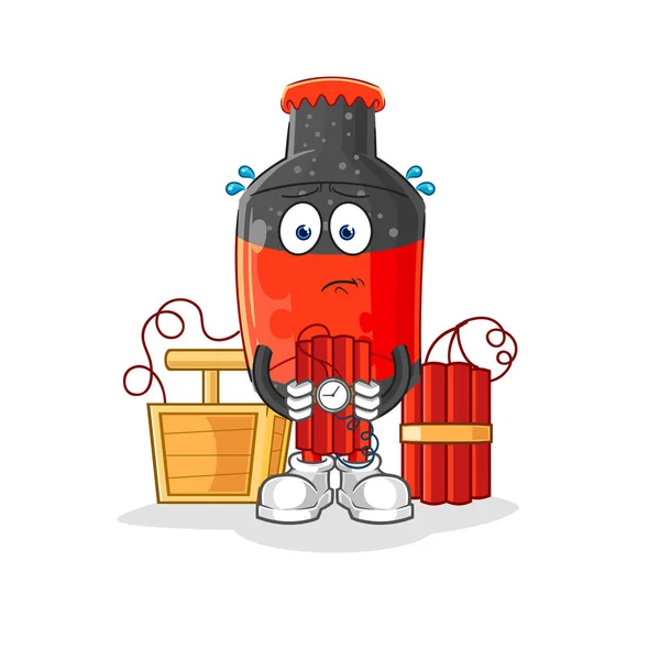 Cola Holding Dynamite Character Cartoon Mascot Vecto — Stock Vector