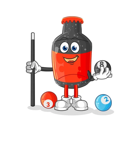 Cola Plays Billiard Character Cartoon Mascot Vecto — Stock Vector
