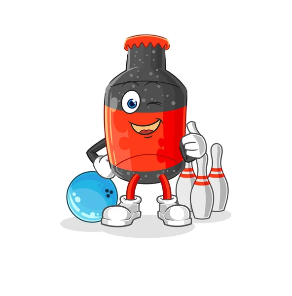 Cola Play Bowling Illustration Character Vecto — Stock Vector