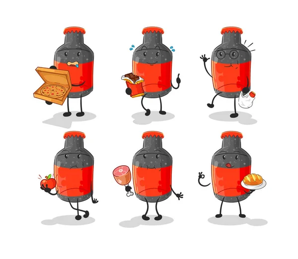 Cola Food Set Character Cartoon Mascot Vecto — Stock Vector