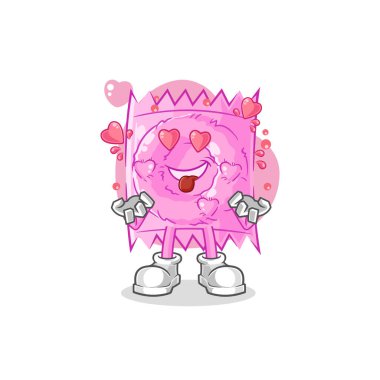 the condom fallin love vector. cartoon characte