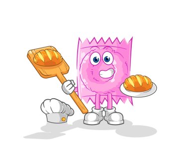 the condom baker with bread. cartoon mascot vecto