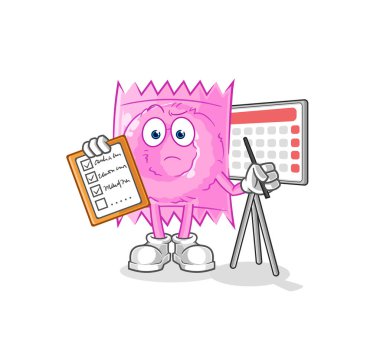 the condom schedule list vector. cartoon characte