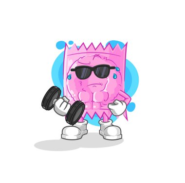 the condom lifting dumbbell vector. cartoon characte