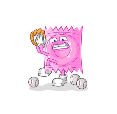the condom baseball pitcher cartoon. cartoon mascot vecto