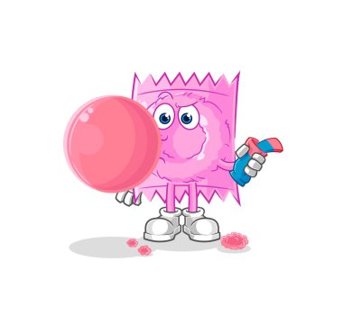 the condom chewing gum vector. cartoon characte