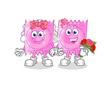 the condom wedding cartoon. cartoon mascot vecto