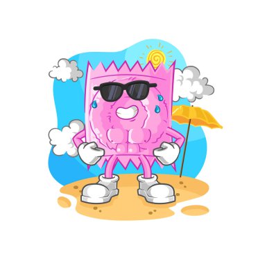 the condom sunbathing in summer. character vecto