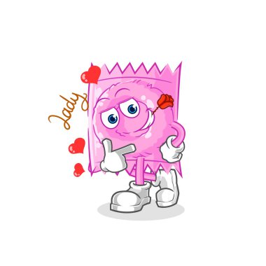 the condom flirting illustration. character vecto