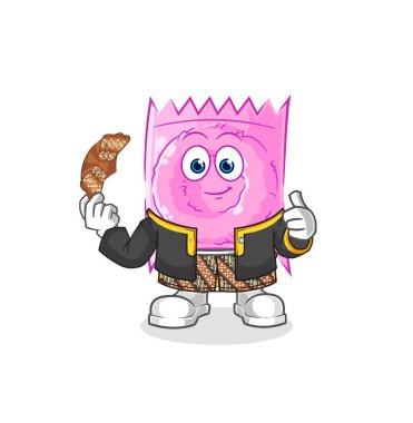 the condom Javanese character. cartoon mascot vecto