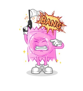the condom warning shot mascot. cartoon vecto
