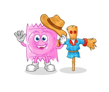 the condom with scarecrows cartoon character vecto