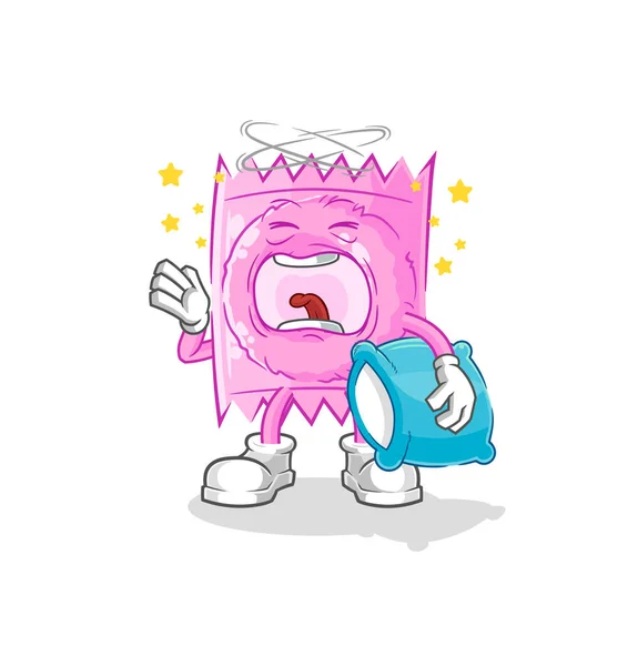 Condom Yawn Character Cartoon Mascot Vecto — ストックベクタ