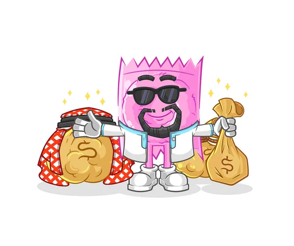 Condom Rich Arabian Mascot Cartoon Vecto — 图库矢量图片