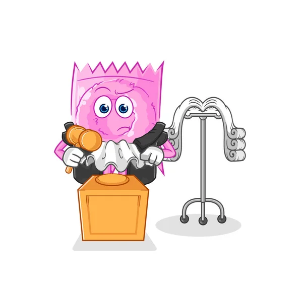the condom judge holds gavel. character vecto