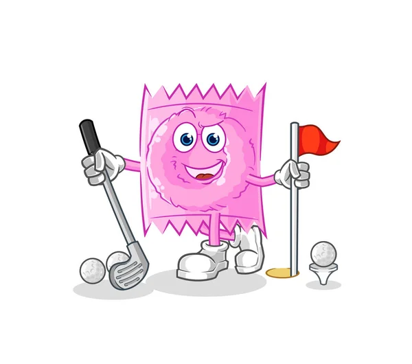 Condom Playing Golf Vector Cartoon Characte — Stock Vector