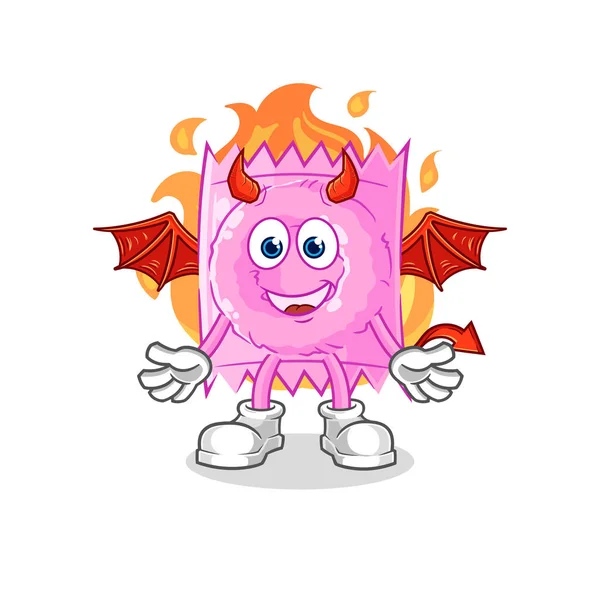 Condom Demon Wings Character Cartoon Mascot Vecto — Stock Vector