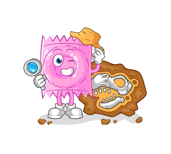Condom Archaeologists Fossils Mascot Cartoon Vecto — 图库矢量图片