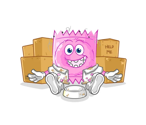 Condom Homeless Character Cartoon Mascot Vecto — Stock Vector