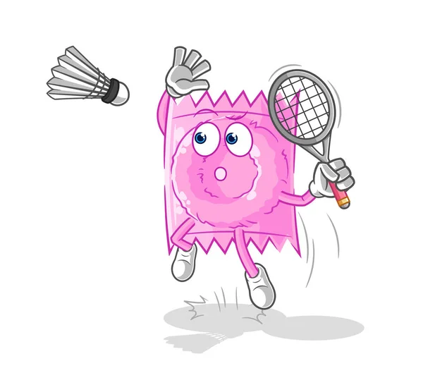 Condom Smash Badminton Cartoon Cartoon Mascot Vecto — Stock Vector