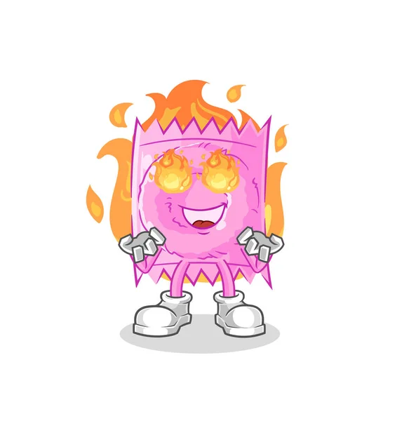 Condom Fire Mascot Cartoon Vecto — Stock Vector