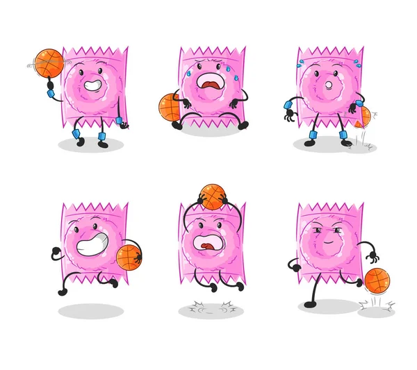 Condom Basketball Player Group Character Mascot Vecto — Stock Vector