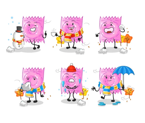 Condom Cold Weather Character Mascot Vecto — Stock Vector