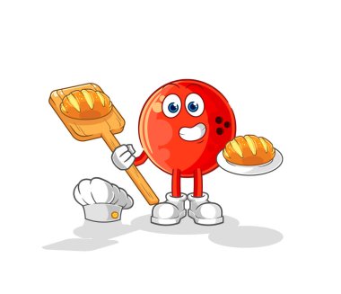 the bowling ball baker with bread. cartoon mascot vecto