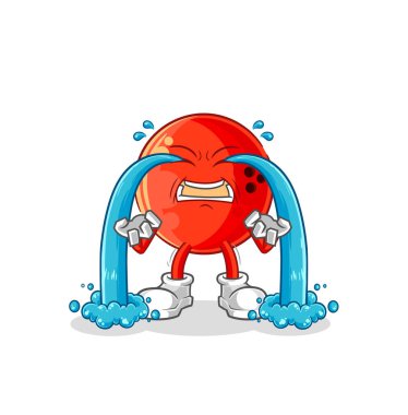 the bowling ball crying illustration. character vecto