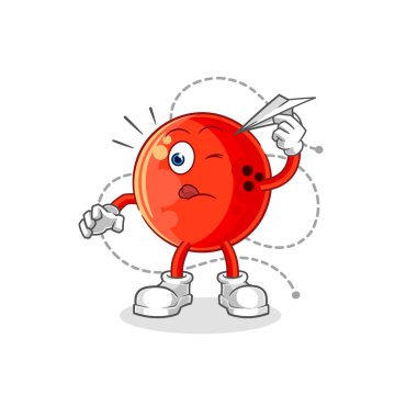 the bowling ball with paper plane character. cartoon mascot vecto