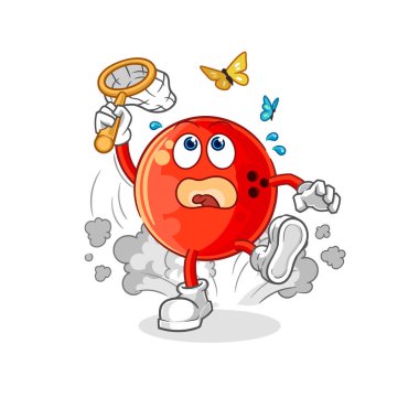 the bowling ball catch butterfly illustration. character vecto