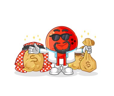 the bowling ball rich arabian mascot. cartoon vecto