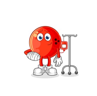 the bowling ball sick in IV illustration. character vecto