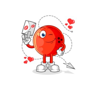 the bowling ball hold love letter illustration. character vecto