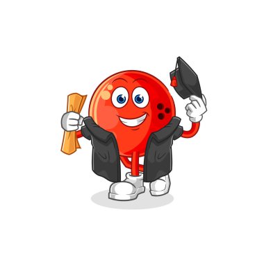 the bowling ball graduation vector. cartoon characte