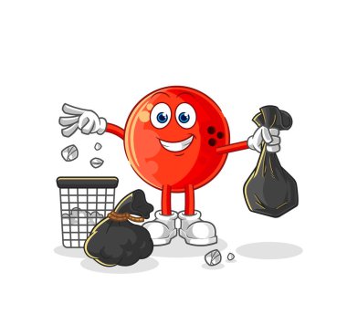 the bowling ball Throw garbage mascot. cartoon vecto