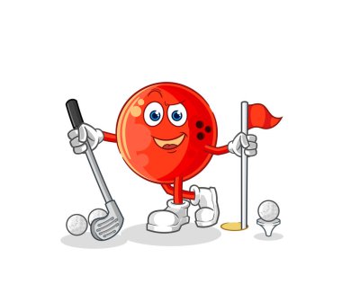 the bowling ball playing golf vector. cartoon characte