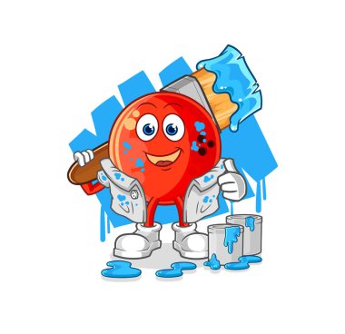 the bowling ball painter illustration. character vecto