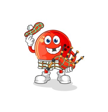 the bowling ball scottish with bagpipes vector. cartoon characte