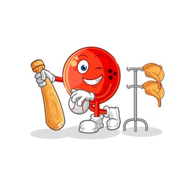 the bowling ball playing baseball mascot. cartoon vecto