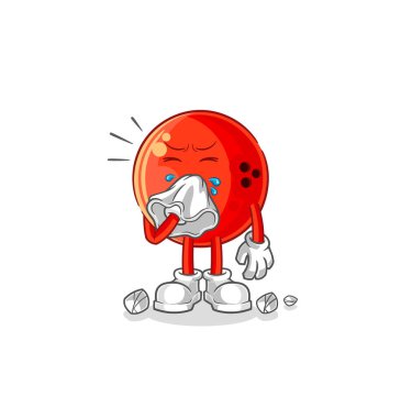 the bowling ball blowing nose character. cartoon mascot vecto