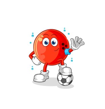 the bowling ball playing soccer illustration. character vecto