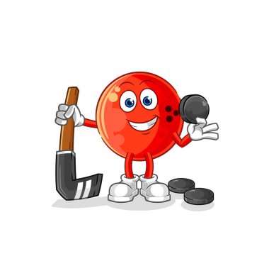 the bowling ball playing hockey vector. cartoon characte